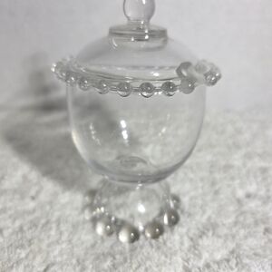 Vintage Imperial Glass Co Candlewick Crystal Footed Marmalade Jar & Cover